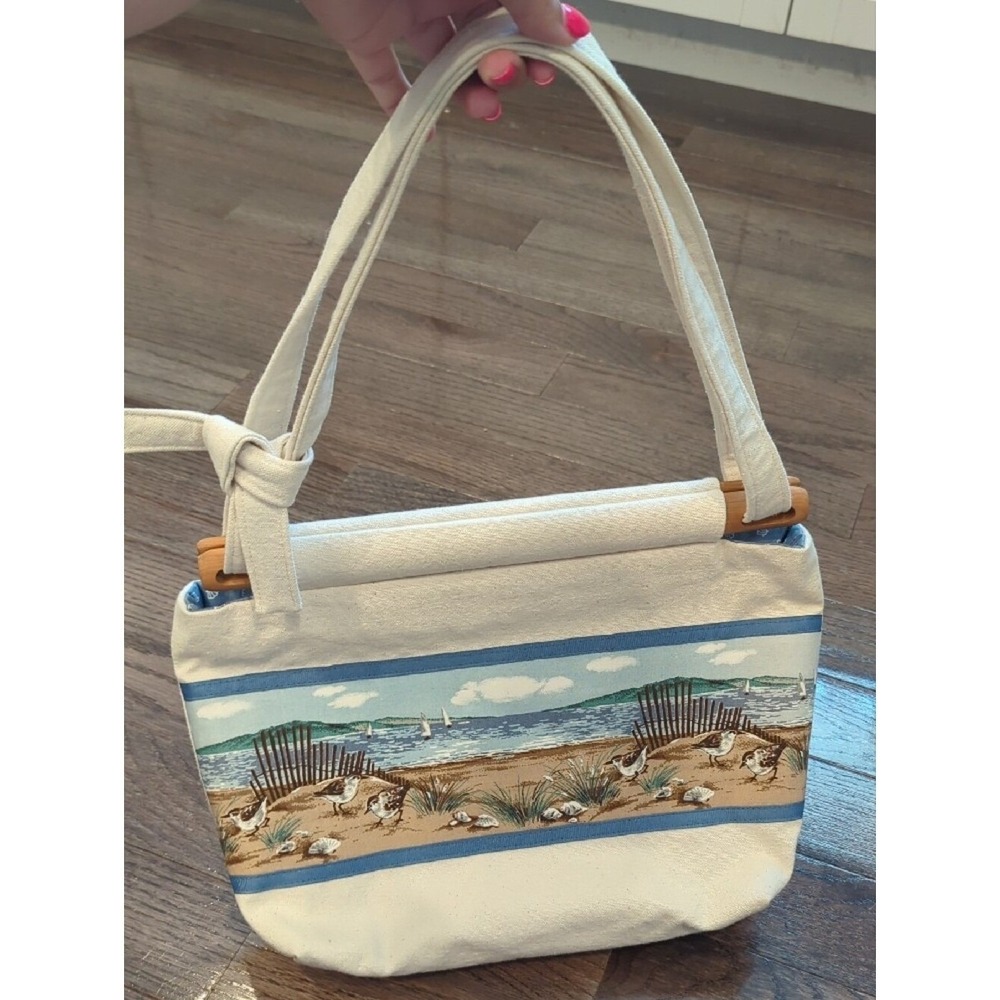 Beach‎ Scene Canvas Bag in Cream image 2